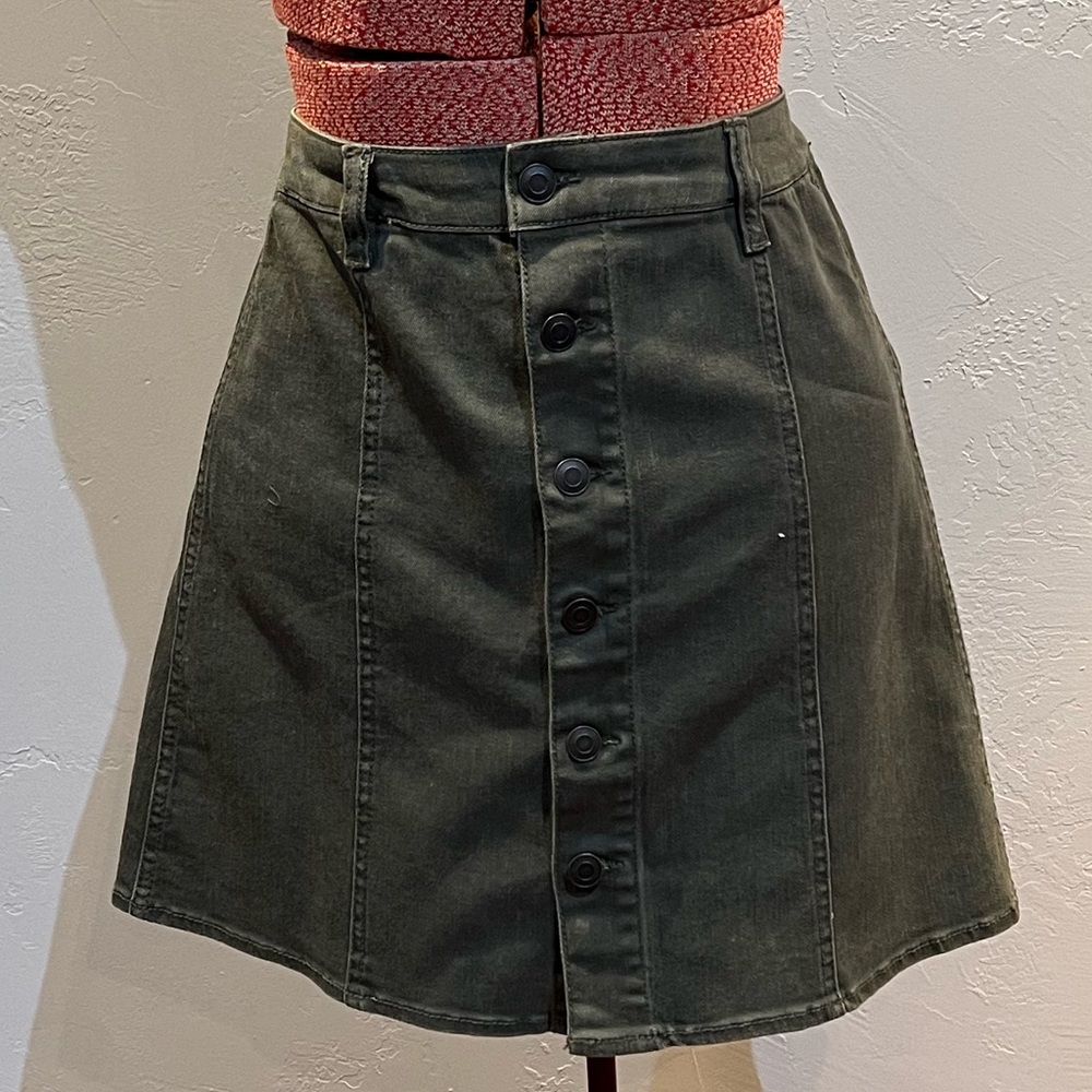 Green Denim Mini Skirt